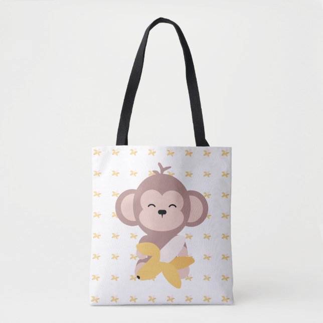 Bolsa Tote Macaco bonito de Kawaii com sacola da banana (Frente)