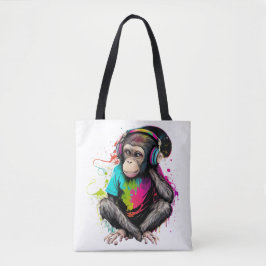 Bolsa Tote Macaco Bonito Ouvindo Música, Macaco Com Música Ob