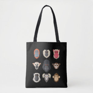 Bolsa Tote Macaco Chimpanzé Gorila Macaco-aranha Esquilo M