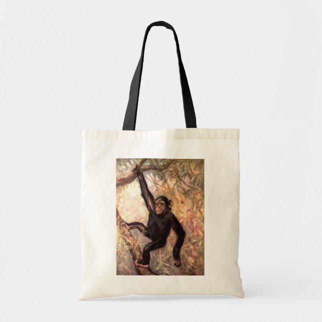 Bolsa Tote Macaco Chimpanzé por CE Swan, Animais Selvagens Vi (Frente)