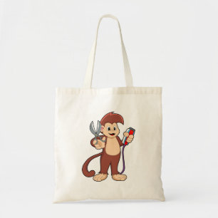 Bolsa Tote Macaco como cabeleireiro com tesoura e Razor