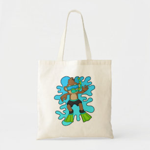 Bolsa Tote Macaco como mergulhador com Snorkel