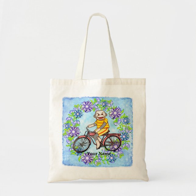 Bolsa Tote Macaco de Meia de Bicicleta (Frente)