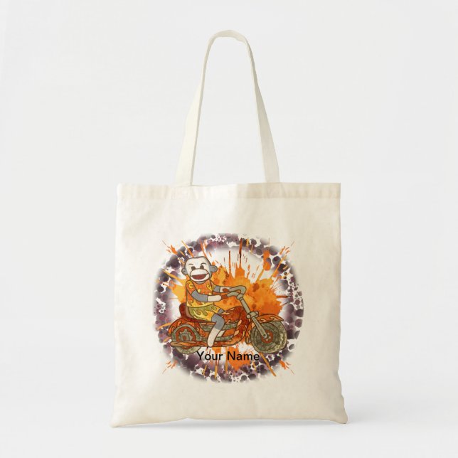 Bolsa Tote Macaco de Meia Motociclista  (Frente)