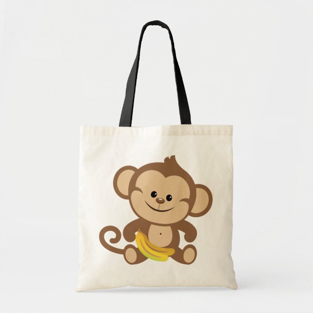 Bolsa Tote Macaco do menino com banana (Frente)