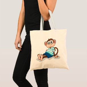 Bolsa Tote Macaco Fofo de Camisa Listrada Azul e Shorts