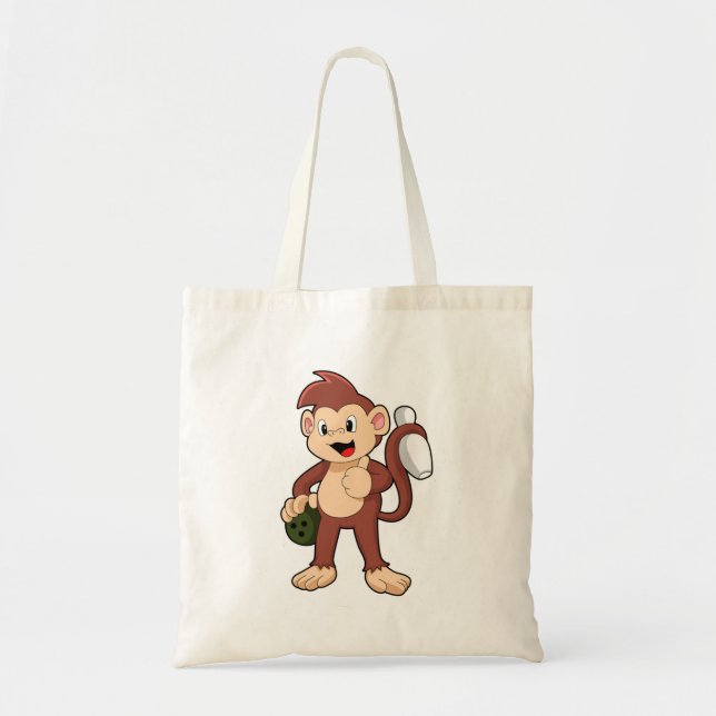 Bolsa Tote Macaco na Boliche com Bola de boliche (Frente)