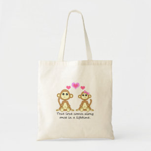 Bolsa Tote Macacos bonitos - o amor verdadeiro vem avante uma