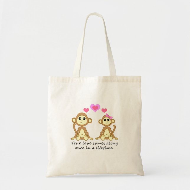 Bolsa Tote Macacos bonitos - o amor verdadeiro vem avante uma (Frente)