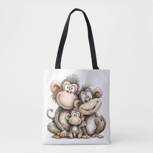 Bolsa Tote Macacos fofos  (Frente)