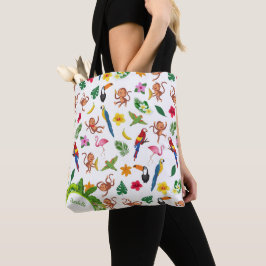 Bolsa Tote Macacos-gato e bananas no padrão da selva
