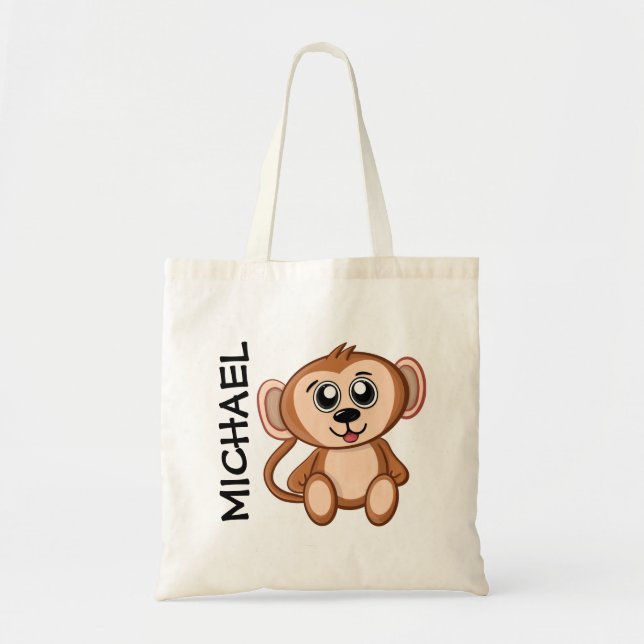 Bolsa Tote Macacos-macaco Safari Selvagem Cuja Criança (Frente)