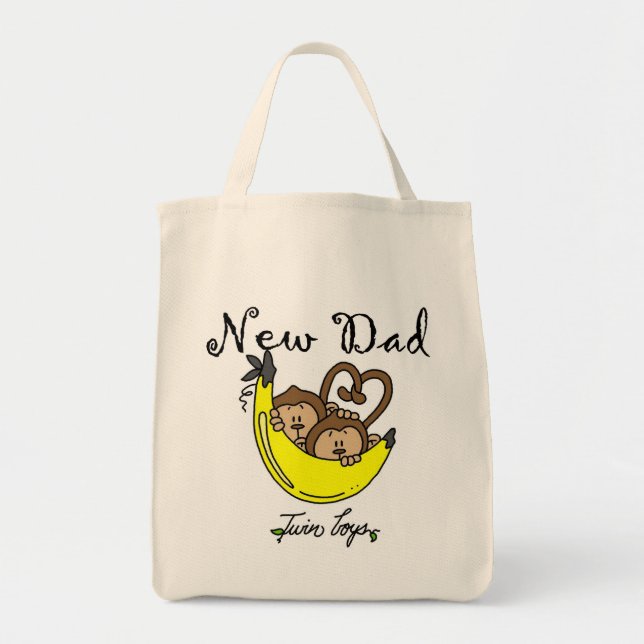 Bolsa Tote Macacos Pai de Camisetas gêmeos e presentes (Frente)