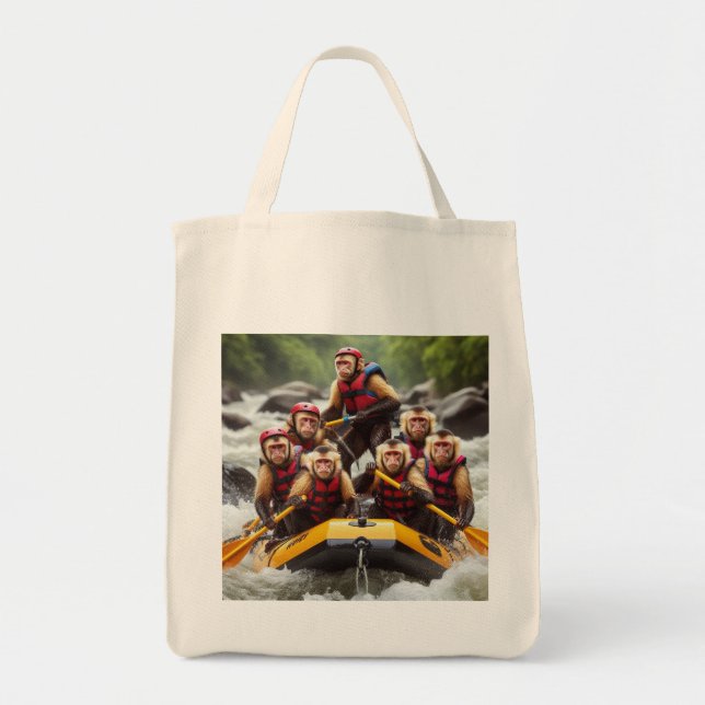 Bolsa Tote Macacos-prego-aventureiros Brancos (Frente)