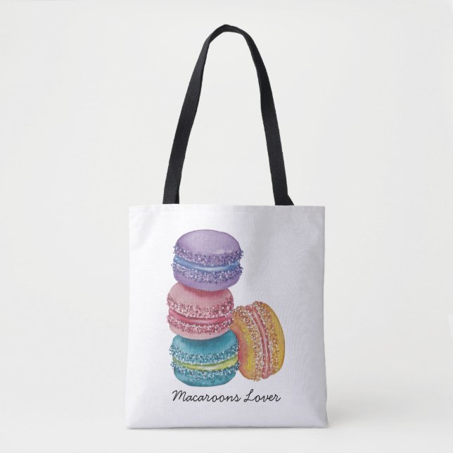 Bolsa Tote Macarões Coxas Do Arco-Íris Em Aquarela (Frente)