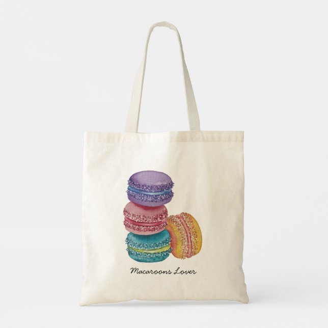 Bolsa Tote Macarões Coxas Do Arco-Íris Em Aquarela (Verso)