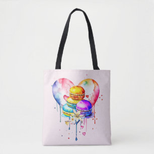 Bolsa Tote Macarões de Aquarela