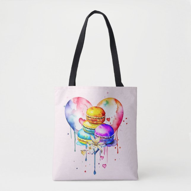 Bolsa Tote Macarões de Aquarela (Frente)