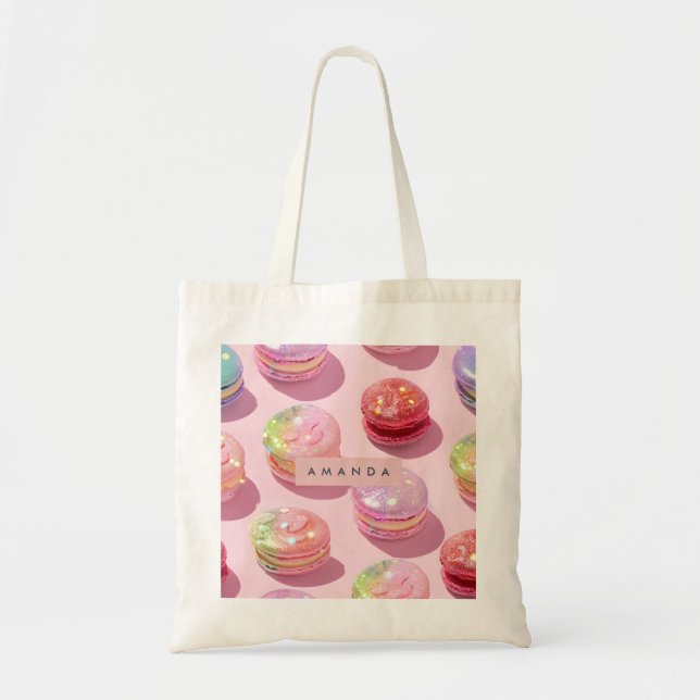 Bolsa Tote Macaron Pastel Caprichoso Personalizado Brilho (Frente)