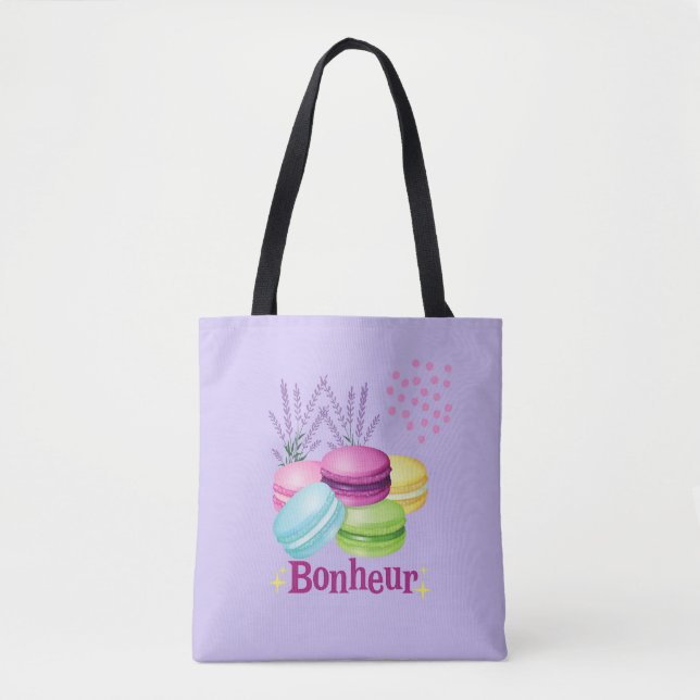 Bolsa Tote Macarons Felicidade Bonheur (Frente)