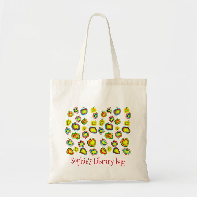Bolsa Tote Maçãs bonitas lendo biblioteca infantil Tote Bag (Frente)