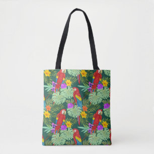 Bolsa Tote Macaw, plantas tropicais: padrão sem costura.