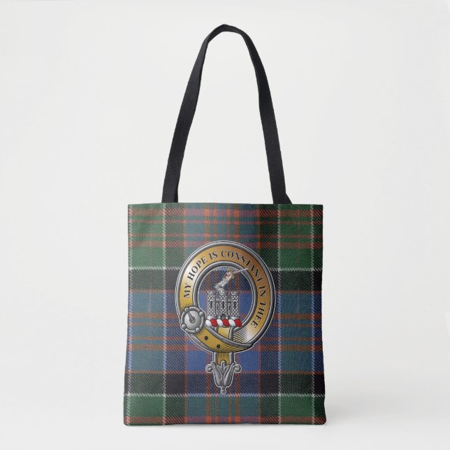 Bolsa Tote MacDonald Clanranald Tartan e Crachá (Frente)