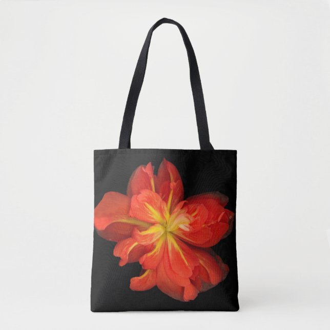 Bolsa Tote Macro de Begonia Laranja Vibrante (Frente)