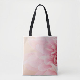 Bolsa Tote Macro Flor de Dália Rosa Suave Fotografia
