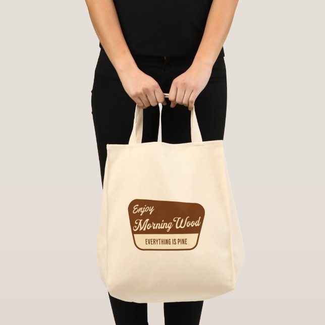 Bolsa Tote Madeira Matinal Engraçada Tudo é Pine (Frente (produto))