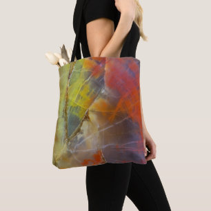 Bolsa Tote Madeira Petrificada Colorida como um Arco-íris
