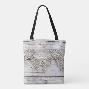 Bolsa Tote Madeira russa e renda antiga