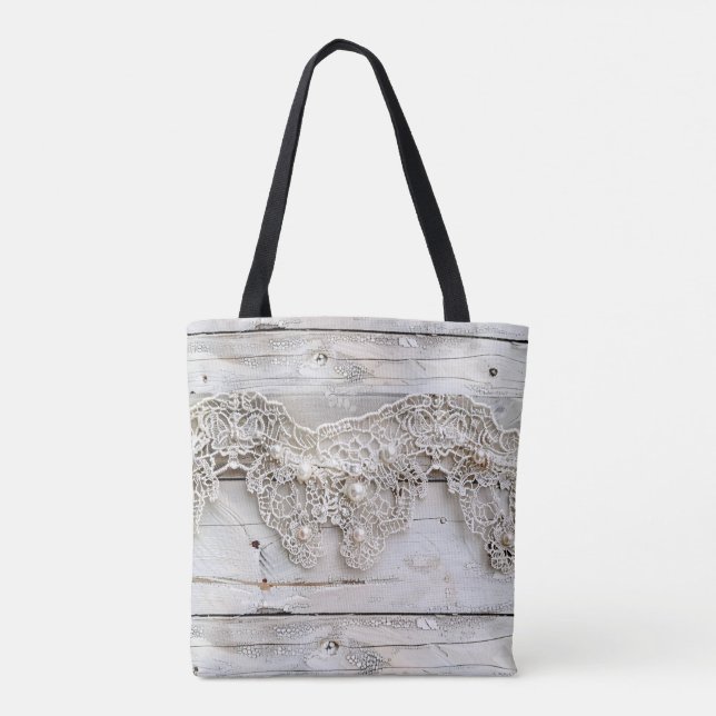 Bolsa Tote Madeira russa e renda antiga (Verso)