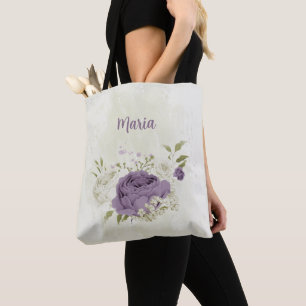 Bolsa Tote madeiras e flores brancas