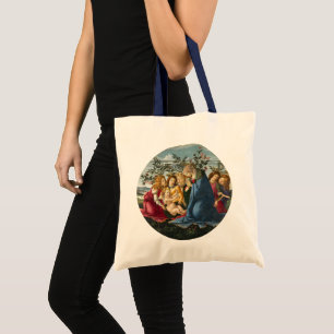 Bolsa Tote Madona Adorando a Criança com 5 Anjos Botticelli