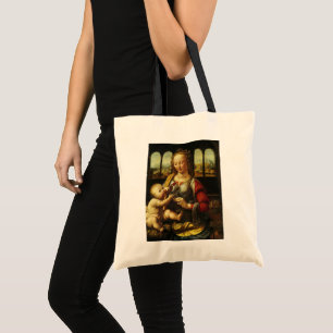 Bolsa Tote Madona do cravo de Leonardo da Vinci