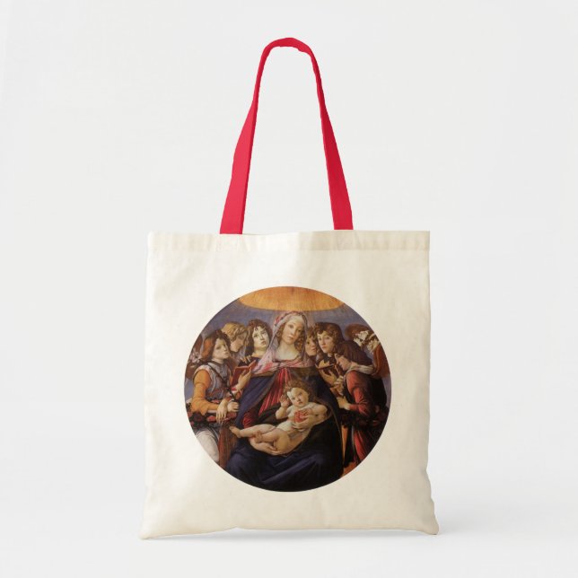 Bolsa Tote Madona e Menino com Anjos por Sandro Botticelli (Frente)