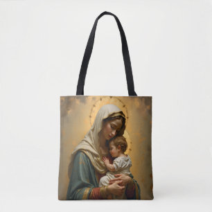 Bolsa Tote Madona e Menino Jesus