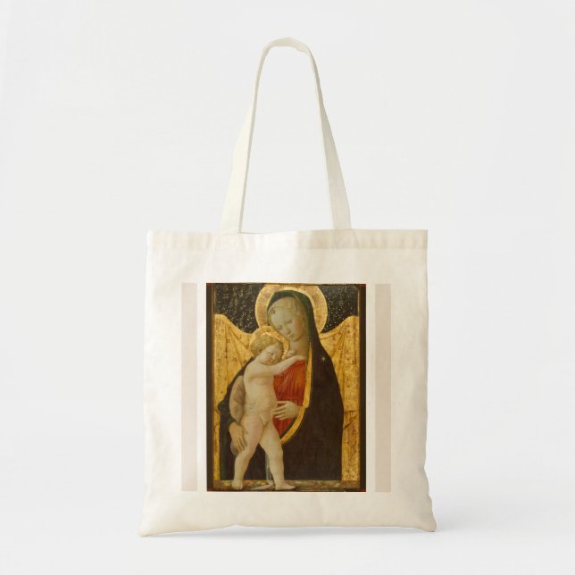 Bolsa Tote Madonna e Criança Natal Pequeno Saco (Frente)