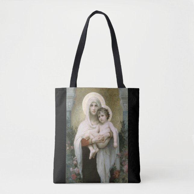 Bolsa Tote Madonna of the Roses – William Adolphe Bouguereau (Frente)