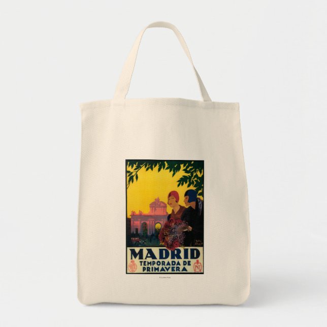 Bolsa Tote Madrid no Poster Viagem de Springtime (Frente)
