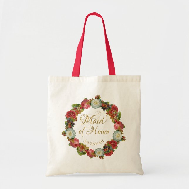 Bolsa Tote Madrinha de casamento Autumn Floral Elegant Weddin (Frente)