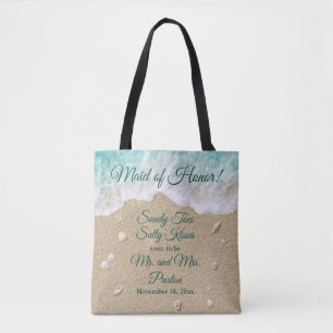 Bolsa Tote Madrinha de casamento Beach Waves Sandy Toes