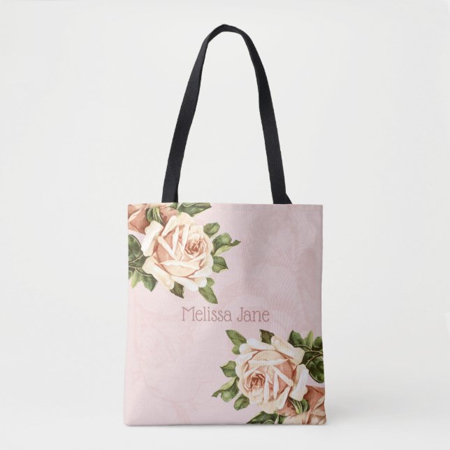 Bolsa Tote Madrinha de casamento Blush Vintage Rosa (Frente)