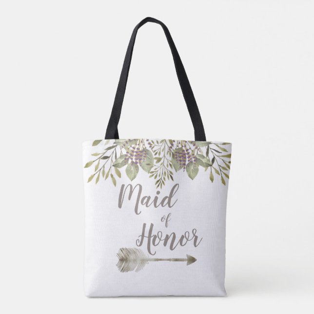 Bolsa Tote Madrinha de casamento Chic Boho Botânica (Verso)