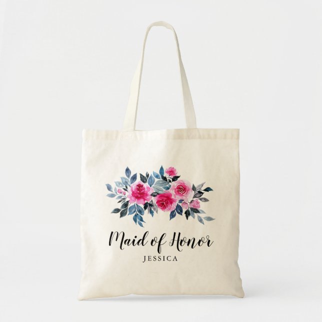 Bolsa Tote Madrinha de casamento de Casamento de Rosas de Águ (Frente)