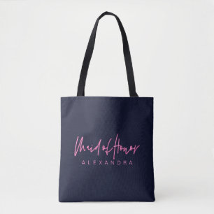 Bolsa Tote Madrinha de casamento de Coração Rosa Neon com A