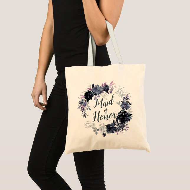 Bolsa Tote Madrinha de casamento Floral Nocturna (Frente (produto))