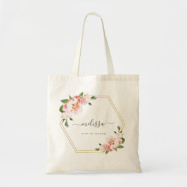 Bolsa Tote Madrinha de casamento Geométrica Dourada Rosa