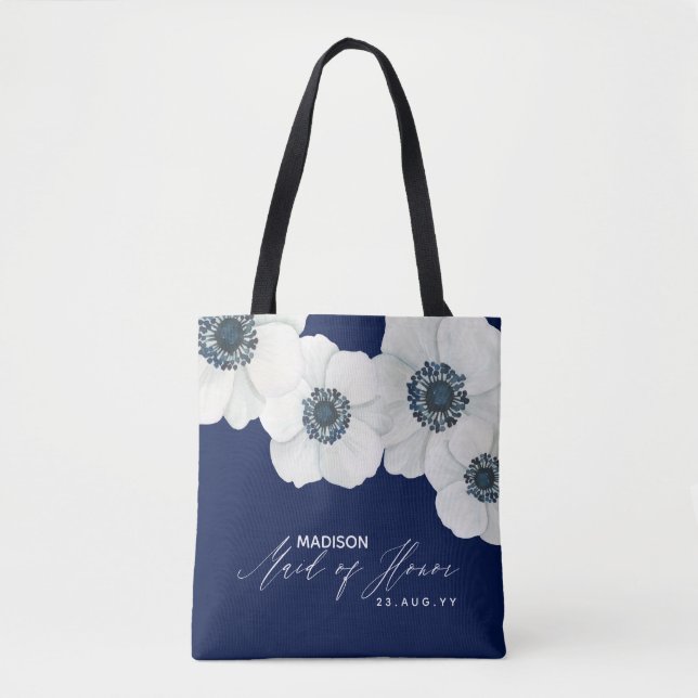 Bolsa Tote Madrinha de casamento marinho Azul e Branco (Frente)
